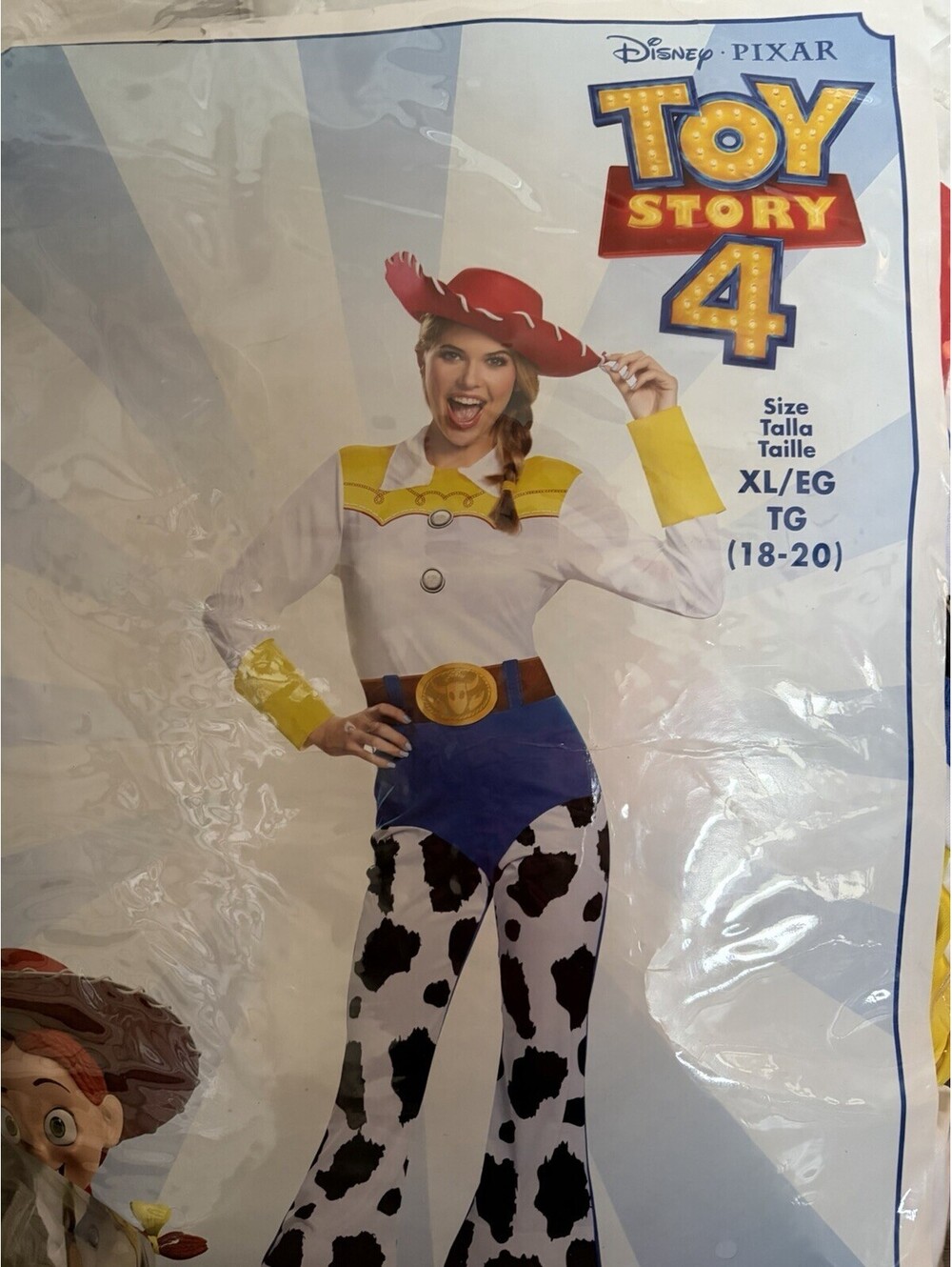 Disney Pixar Toy Story Jessie Adult Costume NEW XL 18-20 Disguise Jumpsuit & Hat